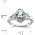 thumbnail image 2 of Bague en Argent Sterling Rhodié Diamant & Aigue-Marine Taille 9, 2 of 2