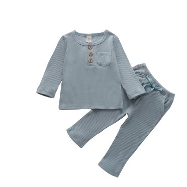 Penkiiy Baby Boy Winter Clothes Newborn Infant Baby Boys Girls Long Sleeve Article Pits Tops+Pants Set Blue 3-4 Years