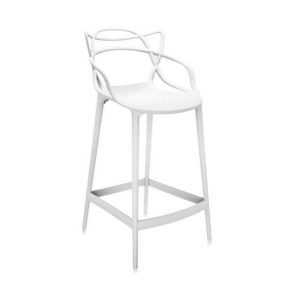 Plata Import Keeper Stool in White, White Tangled Stool, Modern-Mid Century Counter Stool in White, Indoor-Outdoor Stool, Kitchen Stool, Restaurant Stool, White Keeper Stool, Polypropylene Stool, Coun