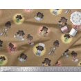 thumbnail image 3 of Soimoi Brown Poly Georgette Fabric Circle,Cook & Working Girl Print Fabric by the Yard 52 Inch Wide, 3 of 3