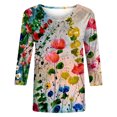thumbnail image 3 of TIMIFIS Hauts pour Femmes Manches 3/4 Décontractés Coupe Ample Tuniques Col Rond T-shirt Automne, 3 of 4