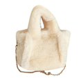 thumbnail image 1 of LinYooLi Plush Faux Fur Tote Solid Colour Autumn Winter Top-handle Bags Soft Warm Fashion Portable Simple Casual for Weekend Vacation, 1 of 6
