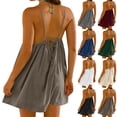 thumbnail image 1 of Sentmoon Robe pour Femme Plage Sans Manches à Col Rond Robes d'Été pour Femmes Printemps Couleur Unie Coupe Régulière à Bretelles Spaghetti Robes d'Été pour Femmes Mode pour le Travail et le Bureau Kaki G, 1 of 5