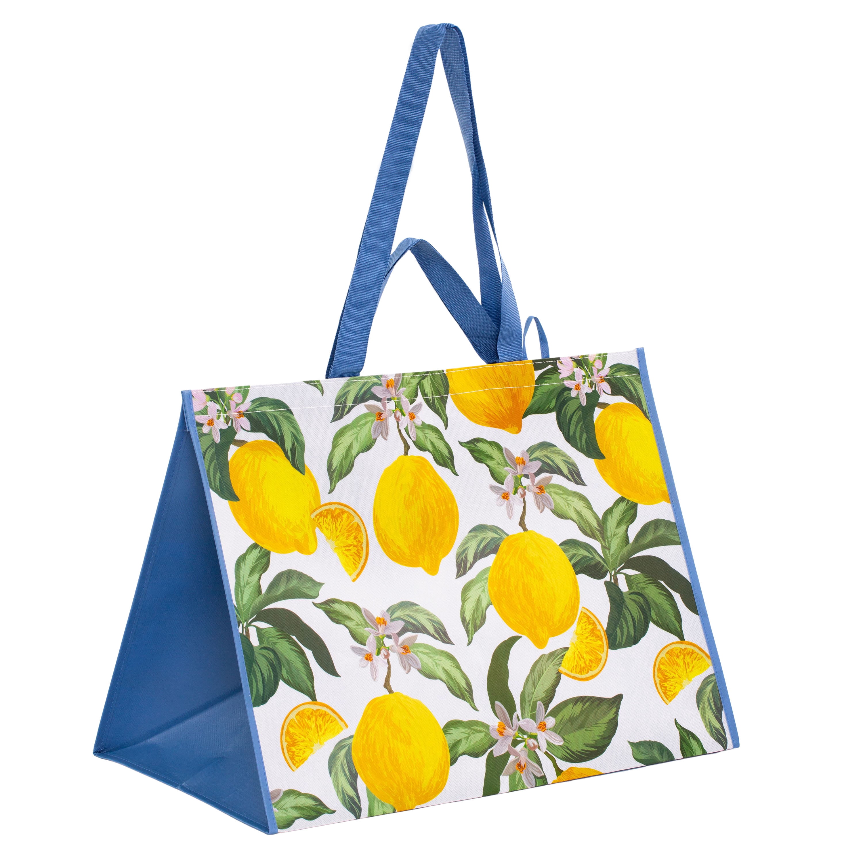 Walmart Sac d’épicerie extra grand réutilisable, sac fourre-tout à doubles poignées, bleu