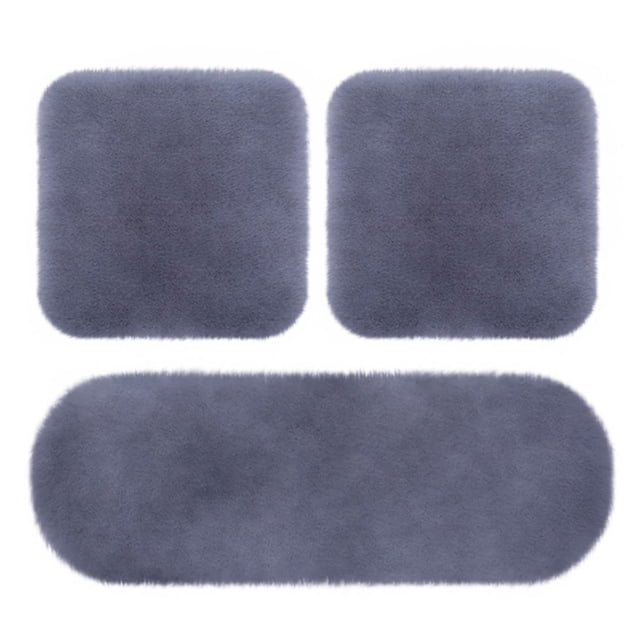 Estbridge 3 Sets Car Front Rear Seat Plush Cushion Soft Warm Faux Winter Auto Seat Cover Plush Vehicle Seat Protector Pad With Non-Slip Backing Car Accessories