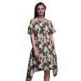 thumbnail image 1 of Bimba Robe à Volants Imprimée Teinture sur Nœuds Marron pour Femmes Épaules Dénudées - Grande, 1 of 1