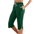 thumbnail image 1 of Timegard Capris Pants for Women Elastic Waist Drawstring Solid Color Casual Comfy Workout Cropped Pants, 1 of 8
