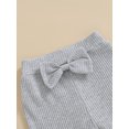 thumbnail image 4 of Kmbangi Kids Girl Flare Pants Solid Color Ribbed Elastic Bell Bottoms Trousers Bow Ruffle Pants for Toddler Baby, 4 of 8