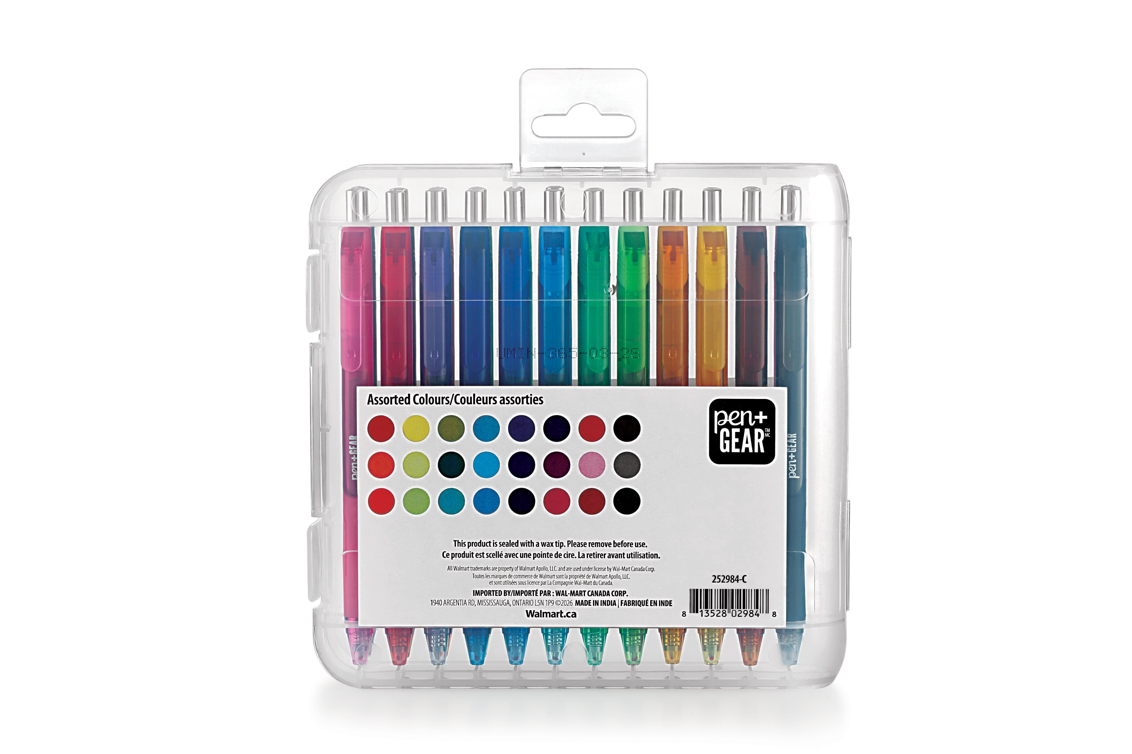 Pen+Gear Retractable Gel Pens, .7mm, Medium Point, Assorted Ink, 24 Count