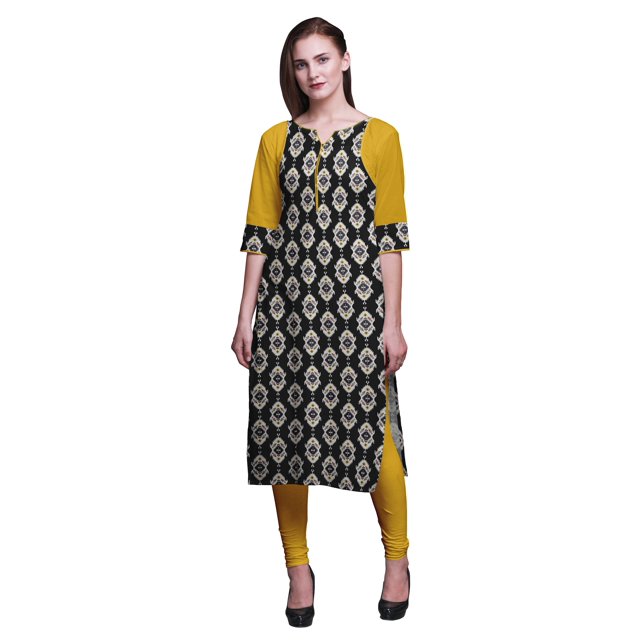 Bimba Kurti Longue Robe en Coton Imprimé Tunique Droite pour Femmes Haut Indien-TP