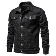 thumbnail image 2 of Pisexur Jean Jacket Men's Solid Color Button Pocket Slim Fashion Casual Work Denim Jacket Denim Jacket for Men Plus Size Fall Jackets for Men, 2 of 4