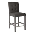thumbnail image 4 of CorLiving Leila Fabric Upholstered Indoor Counter Height Barstool with Wood Legs and Metal Foot Rest, Charcoal Brown (Sold Individually), 4 of 8