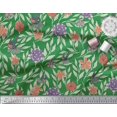 thumbnail image 2 of Soimoi Green Cotton Poplin Fabric Flying Bird & Floral Decor Fabric Printed BTY 42 Inch Wide, 2 of 3