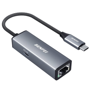 BENFEI USB-C to Ethernet Gigabit Adapter with 100W Power Delivery, Thunderbolt 3/4 to RJ45 Ethernet LAN Network Adapter Compatible with iPhone 15 Pro/Max, MacBook Pro/Air 2023, iPad Pro, iMac