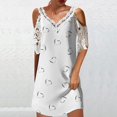 thumbnail image 3 of Cameland Robe Femme Mode Aguichant à Col en V à Manches Courtes Ajourée Imprimée à Épaules Dénudées, 3 of 6