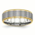 thumbnail image 1 of Stainless Steel Polished Yellow IP Grooved Ring Size 9, 1 of 6