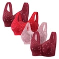 thumbnail image 1 of LOVZFMLL Bras for Women 4pc Woman's Comfortable Lace Breathable Bra Underwear No Rims Multicolor 2XL, 1 of 3