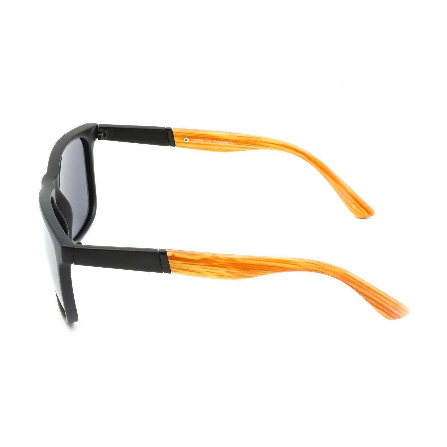 George Men's Black and Wood Square Sunglasses