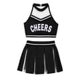 thumbnail image 1 of Xnihocha Girls Classic Cheerleading Team Uniform Mesh Splice Crop Top with Pleated Boxer Skirts Rooter Stage Suit Black 14, 1 of 5