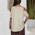 thumbnail image 4 of Meichang Hauts à Épaules Dénudées pour Femmes Chemises Basiques Manches Courtes Encolure Dégagée T-Shirts à Anneau en O à l'Épaule T-Shirts Unis Amples Décontractés d'Été, 4 of 6