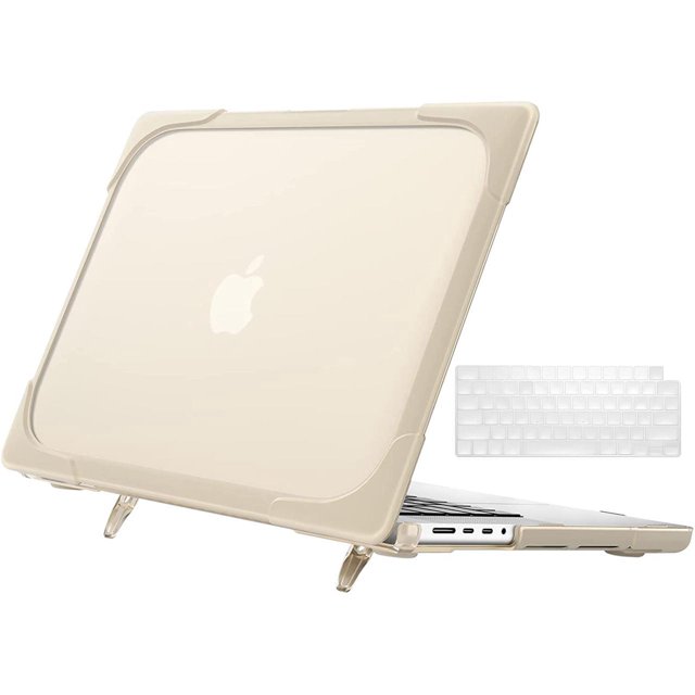Étui pour MacBook Pro 14 Pouces 2021 2022 Release A2442 M1 Pro/Max Chip avec Écran Liquid Retina XDR et Touch ID, Coque Rigide Robuste à Double Couche, Étui de Protection avec Béquille Pliable et Housse de Clavier