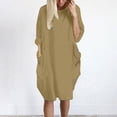 thumbnail image 2 of Pompotops Robe Ample pour Femmes avec Poches, Col pour Dames, Hauts Longs Décontractés, Robe Grande Taille en Solde, 2 of 4