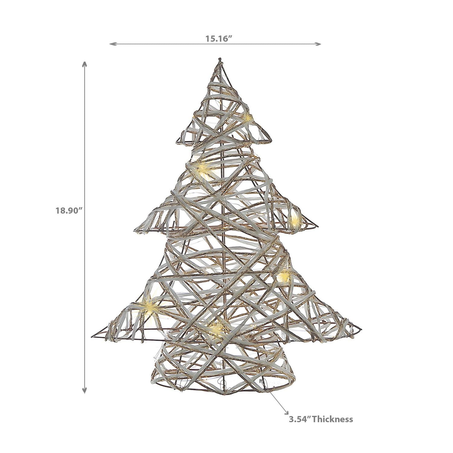 Sapin De Noël Led En Papier Blanc Et Doré Moyen 18,90"