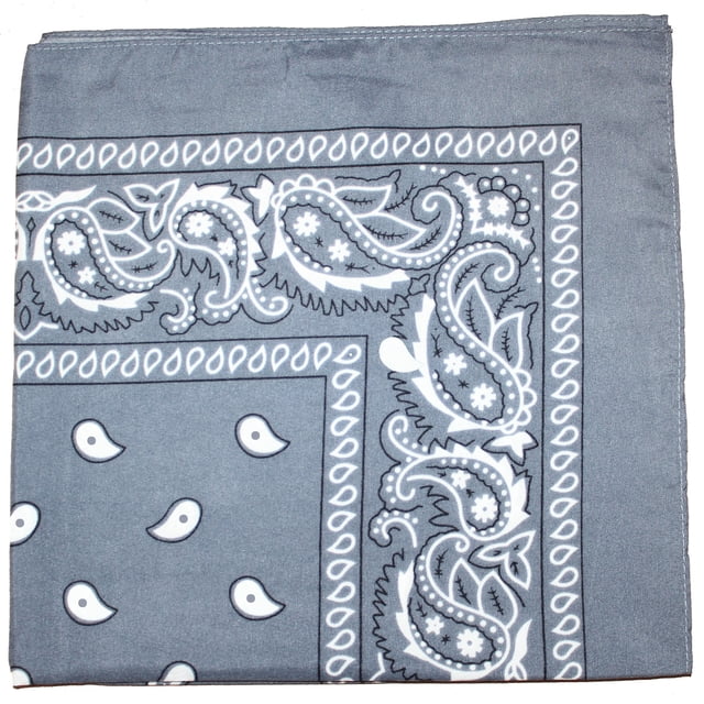 Mechaly Paisley Polyester Unisex Bandanas - 12 Pack - Dozen Wholesale (Grey)