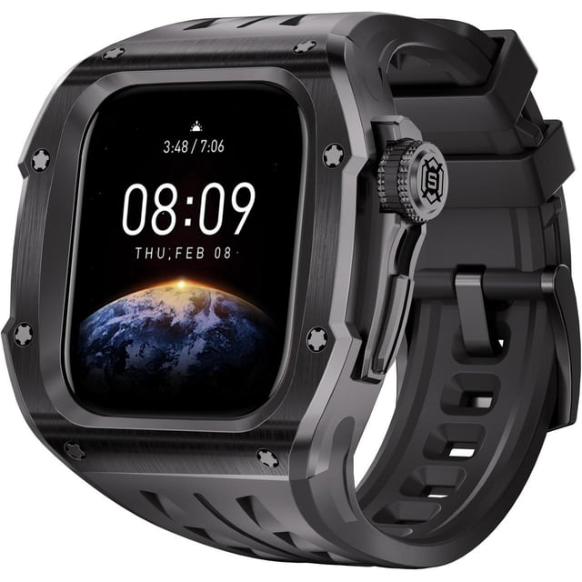 Mod Kit Stainless Steel Case for Apple Watch Series 10 46mm Rugged Metal Bumper Case Protective Wristband Replacement Band for iWatch 46 mm