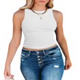 thumbnail image 2 of Women‘s U-Neck Slim Fit Vest Knitting Ribbed Irregular Backless Racerback Cropped Tank Tops, 2 of 7