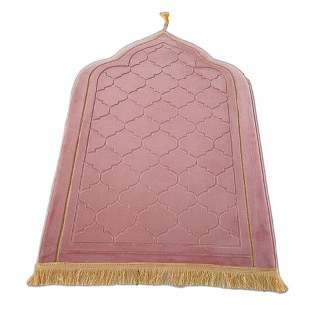 veasfak Islamic Prayer Rug Home Embossing Soft Worship Kneel Thick Prayer Carpet Mat pink