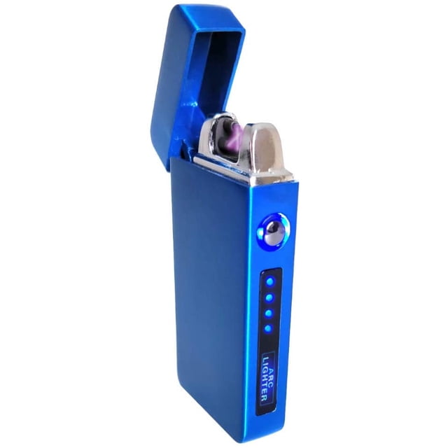 USB Plasma Lighter Flameless Electric Double ARC Dual Pulse Torch Rechargeable Lithium Power Battery (Infinity - Business Blue)