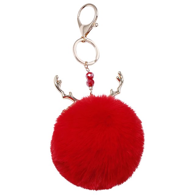 Bangcool Christmas Key Chain Creative Elk Pompom Key Ring Pendant Purse Charm Bag Charm