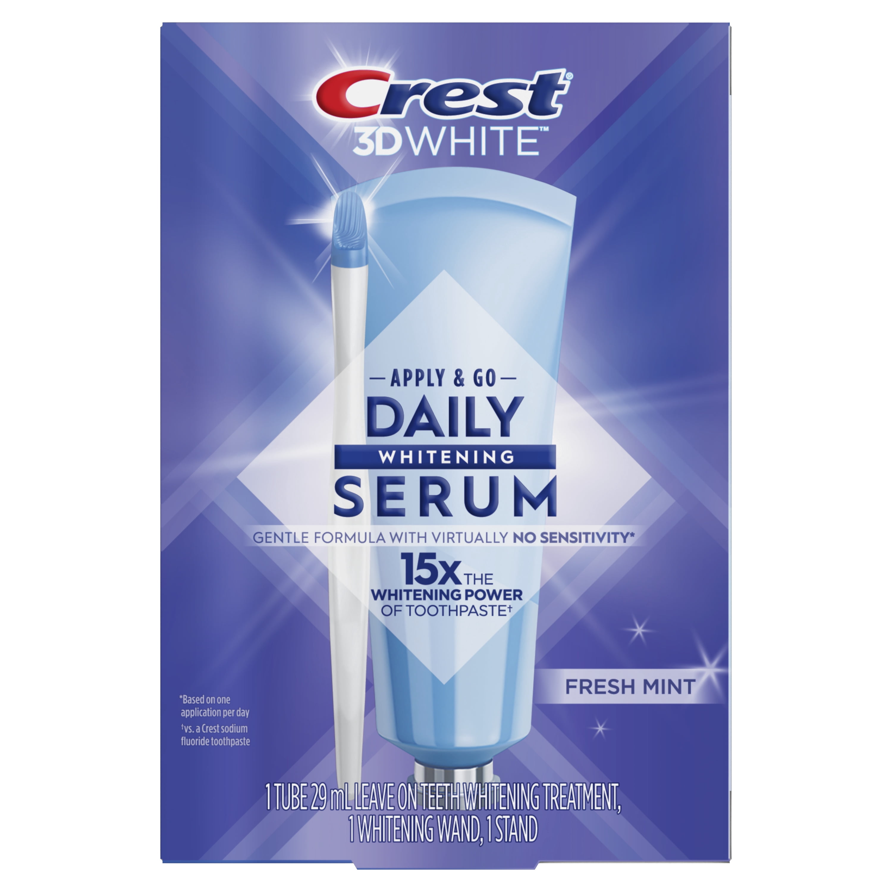 Crest 3DWhite Sérum Blanchissant Quotidien Menthe Fraîche, Traitement Blanchissant pour les Dents à Laisser Agir