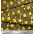 thumbnail image 2 of Soimoi Poly Crepe Fabric Skull,Sun & Palm Tree Nature Print Fabric by The Yard 42 Inch Wide, 2 of 3