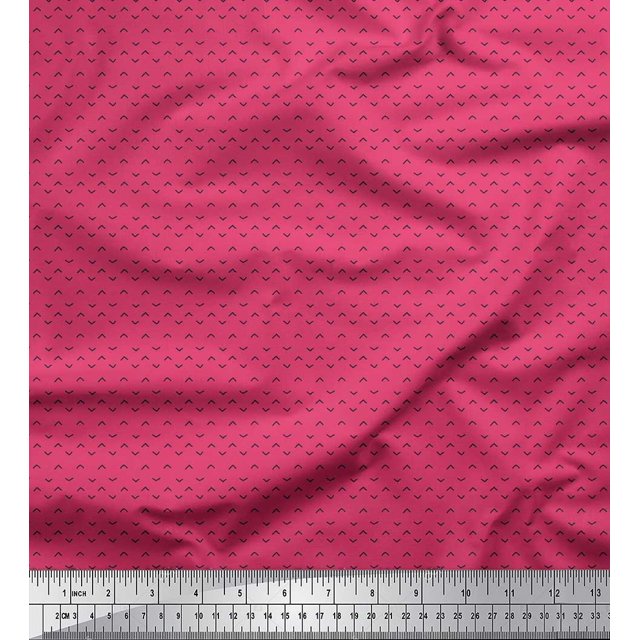 Soimoi Green Rayon Crepe Fabric Alphabet V Text Printed Fabric 1 Yard 46 Inch Wide