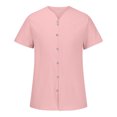 thumbnail image 4 of TIMIFIS Mens Short Sleeve Top Cotton Linen T Shirts Beach Solid Short Sleeve Shirts V-neck Button Closure Tops Blouse - Spring/Summer, 4 of 6
