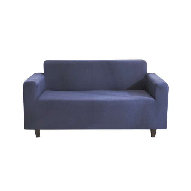 Solid Color Sofa Cover Elastic Couch Dust-proof Anti-slide Slipcover 1/2/3/4 Seater Covers Protector Full Coverage Navy L