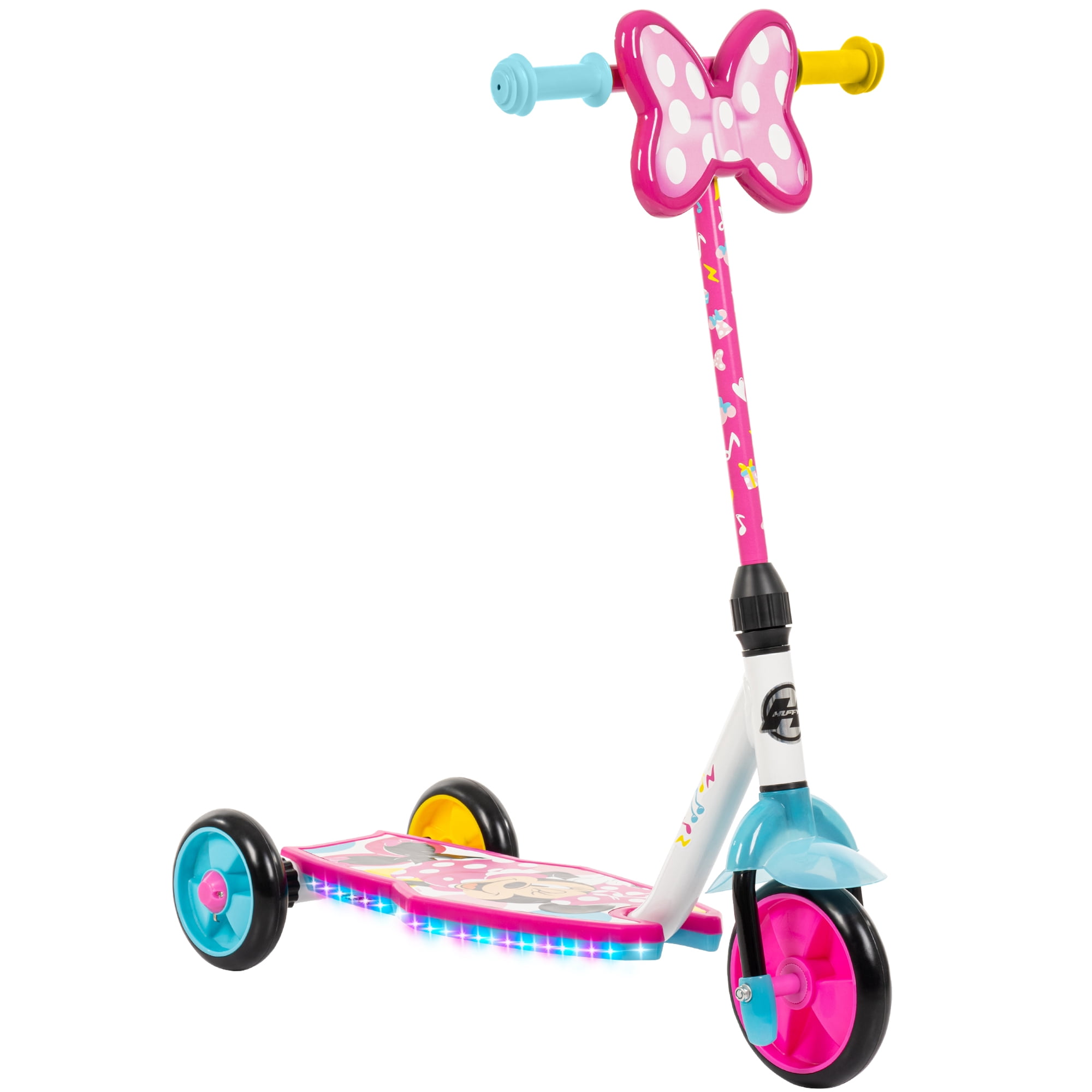 Trottinette Préscolaire a 3-Roues Minnie de Disney par Huffy avec lumières LED, Rose