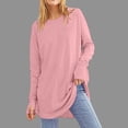 thumbnail image 2 of Tuniques à Manches Longues pour Femmes 2024 Hauts Tuniques avec Trous pour les Pouces Décontractés Amples T-Shirts à Col Rond pour Leggings Chandails à Enfiler Hauts Blouses T-Shirts Roses TTG, 2 of 2