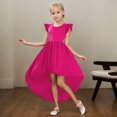 thumbnail image 2 of Robes pour Filles Enfants Enfant Filles Été Manches Charleston Robe Formelle Asymétrique Jupe Volantée Robe Évasée de Couleur Unie Robe pour Bébé RD2 5 Ans-6 Ans, 2 of 4