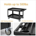 thumbnail image 4 of Service Cart 2-Shelf, Storage Handle, 500 lbs Capacity, for Warehouse/Garage/Cleaning/Manufacturing，45"X25", 4 of 8