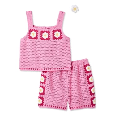 Btween Girls' Three Piece Floral Crochet Set