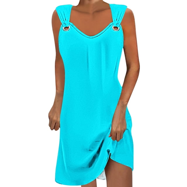 Erwazi Robes d'Été Décontractées pour Femmes, Robes de Plage d'Été, Robe Midi Sans Manches, Robe Bohème de Vacances, Robe Débardeur