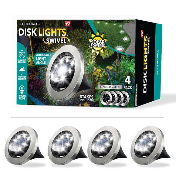 Swivel Disk Lights Solar Outdoor Path Lights with 8 LED Bulbs