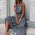 thumbnail image 2 of Robe Maxi 2025 pour Femmes Robes pour Dames Été Décontractée Col Rond à Pois Imprimée Robe d'Été pour Femmes Sans Manches Ligne A Plissée Robe Maxi Sans Manches Ample Froncée Fluide Décontractée Robes Débardeur, 2 of 5