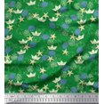 thumbnail image 1 of Soimoi Poly Georgette Fabric Paper Boat,Fish & Starfish Ocean Print Fabric by The Yard 42 Inch Wide, 1 of 3