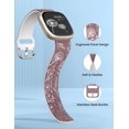 thumbnail image 4 of Wearlizer 2 Packs Compatible with Fitbit Versa 4 Bands/Versa 3 Bands/Sense 2 Bands/Sense Bands for Women, Pretty Two-tone Floral Engraved Silicone Straps, Cute Flower Pattern Sport Wristband Bracelets, 4 of 6