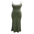 thumbnail image 2 of QJUHUNG Femmes Couleur Unie Robe Longue Sexy Bodycon Extensible Maxi Dame Printemps Automne Été Spaghetti Robe de Sangle, 2 of 8