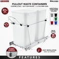 thumbnail image 4 of Rev-A-Shelf Double Pull Out Trash Can 27 Qt for Kitchen, Black, RV-15KD-18C S, 4 of 5